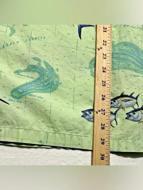 VTG Columbia PFG Men's Marlin Button Up Short Sleeve Fishing Lime Green Shirt XL - Picture 12 of 14